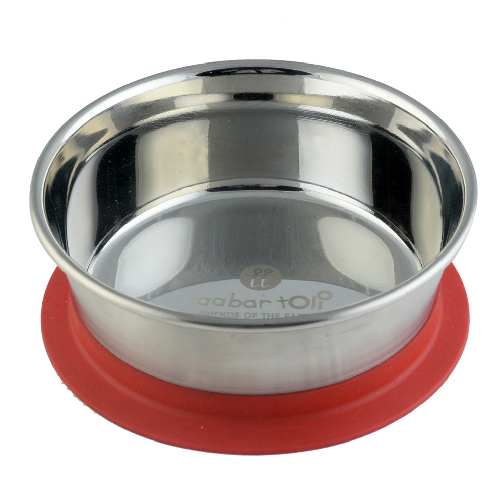 Stainless Steel Bowl with Silicone Suction - Red