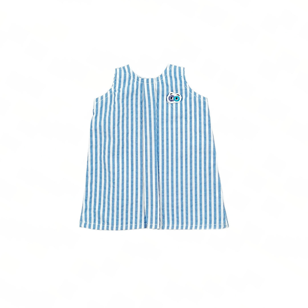 Doll's Blue Striped Seer Sucker Dress