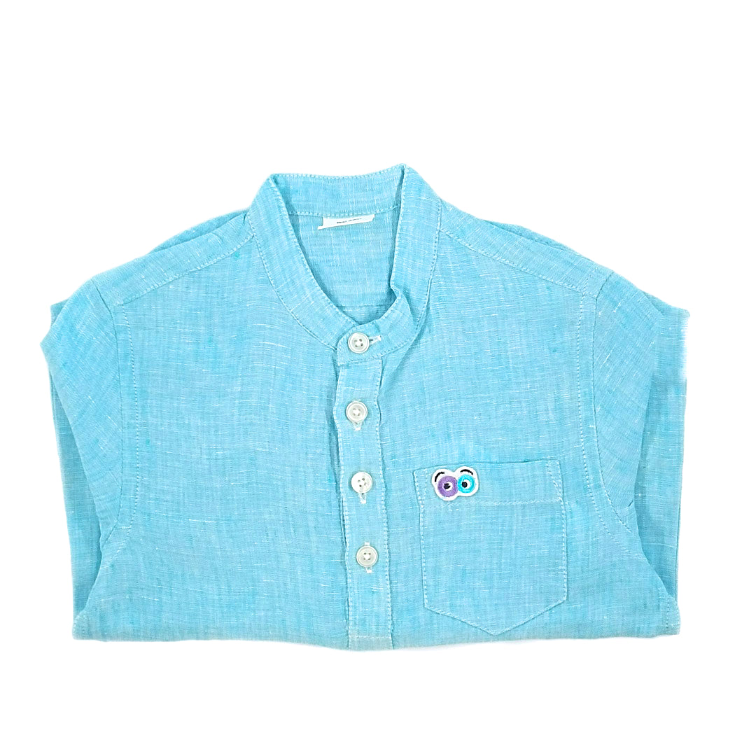 Boys Jujubes Blue Linen Shirt