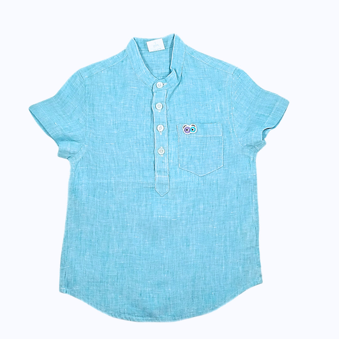 Boys Jujubes Blue Linen Shirt