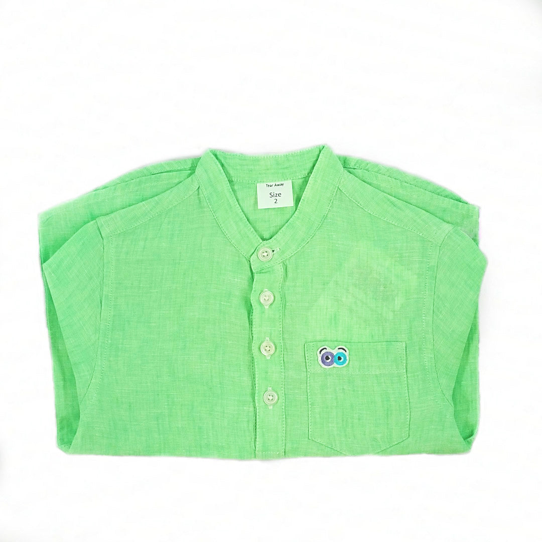 Boys Jujubes Green Linen Shirt