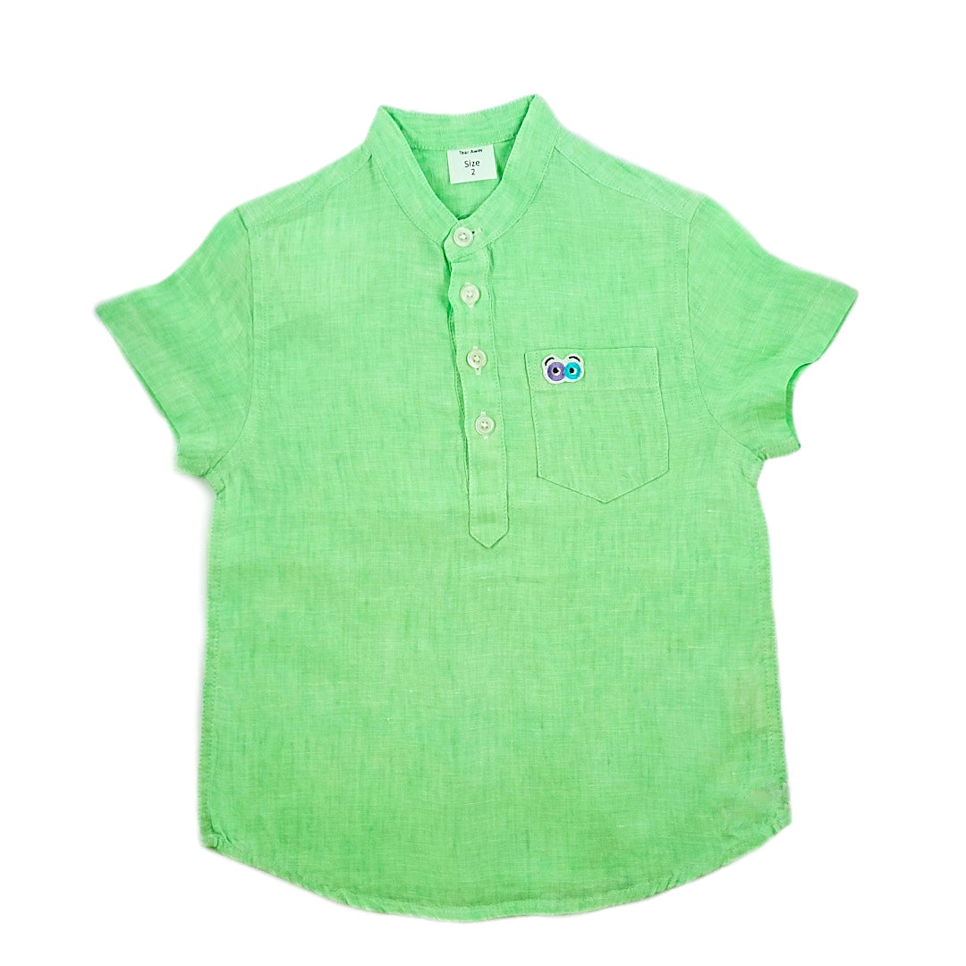 Boys Jujubes Green Linen Shirt