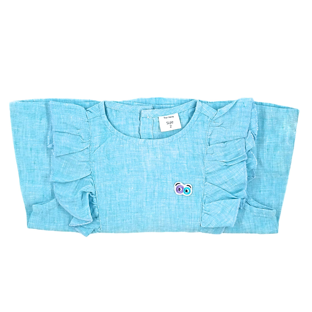 Girls Jujubes Blue Linen Top