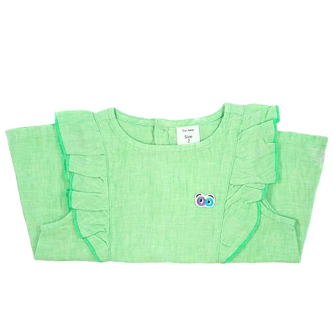 Girls Jujubes Green Linen Top