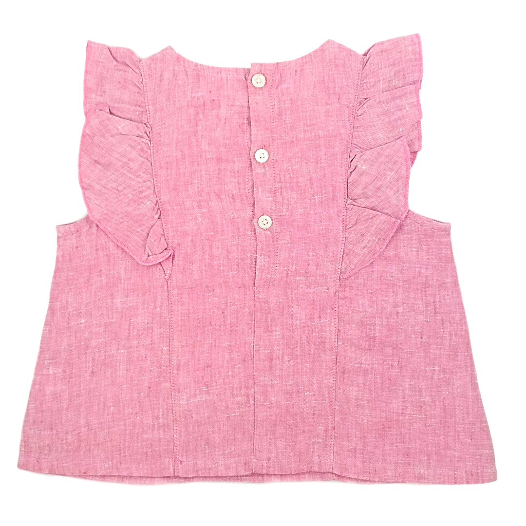 Girls Jujubes Pink Linen Top