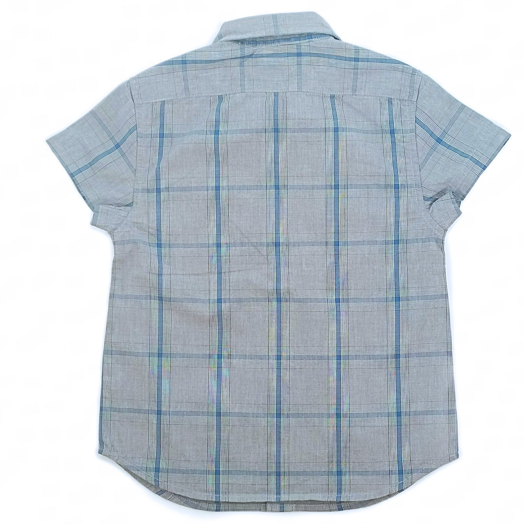 Boys Grey/Blue Checked Cotton Shirt