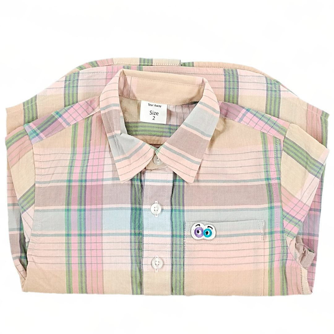 Boys Peach Madras Checks Cotton Shirt