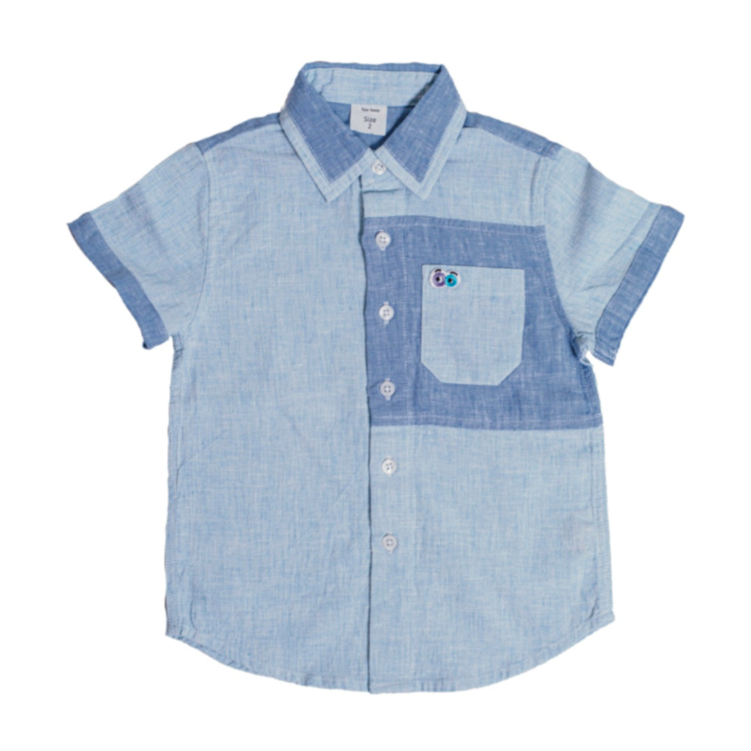 Boys Teal Dolphin Patched Shirt