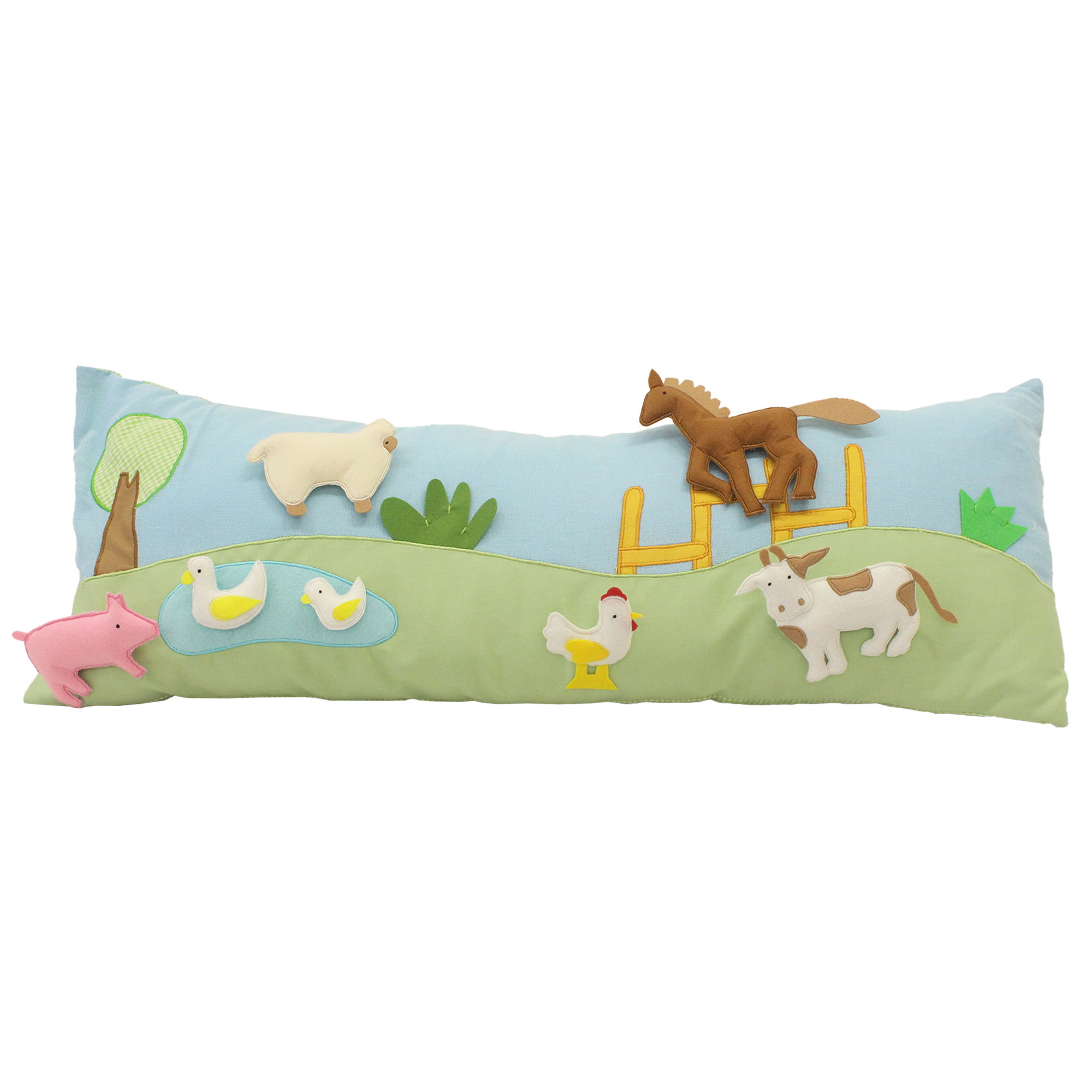 Farm Animal Blue Long Cushion Cover With Pop-Ups