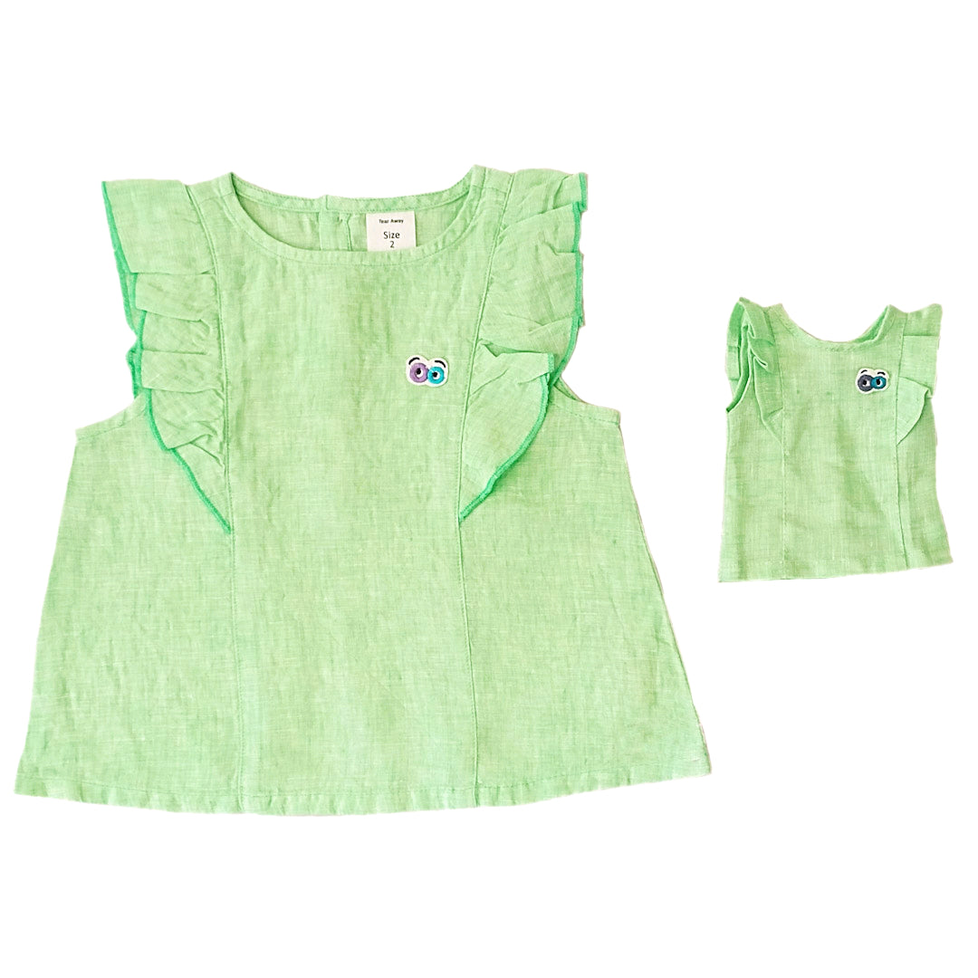 Doll's Green Jujupes Linen  Dress