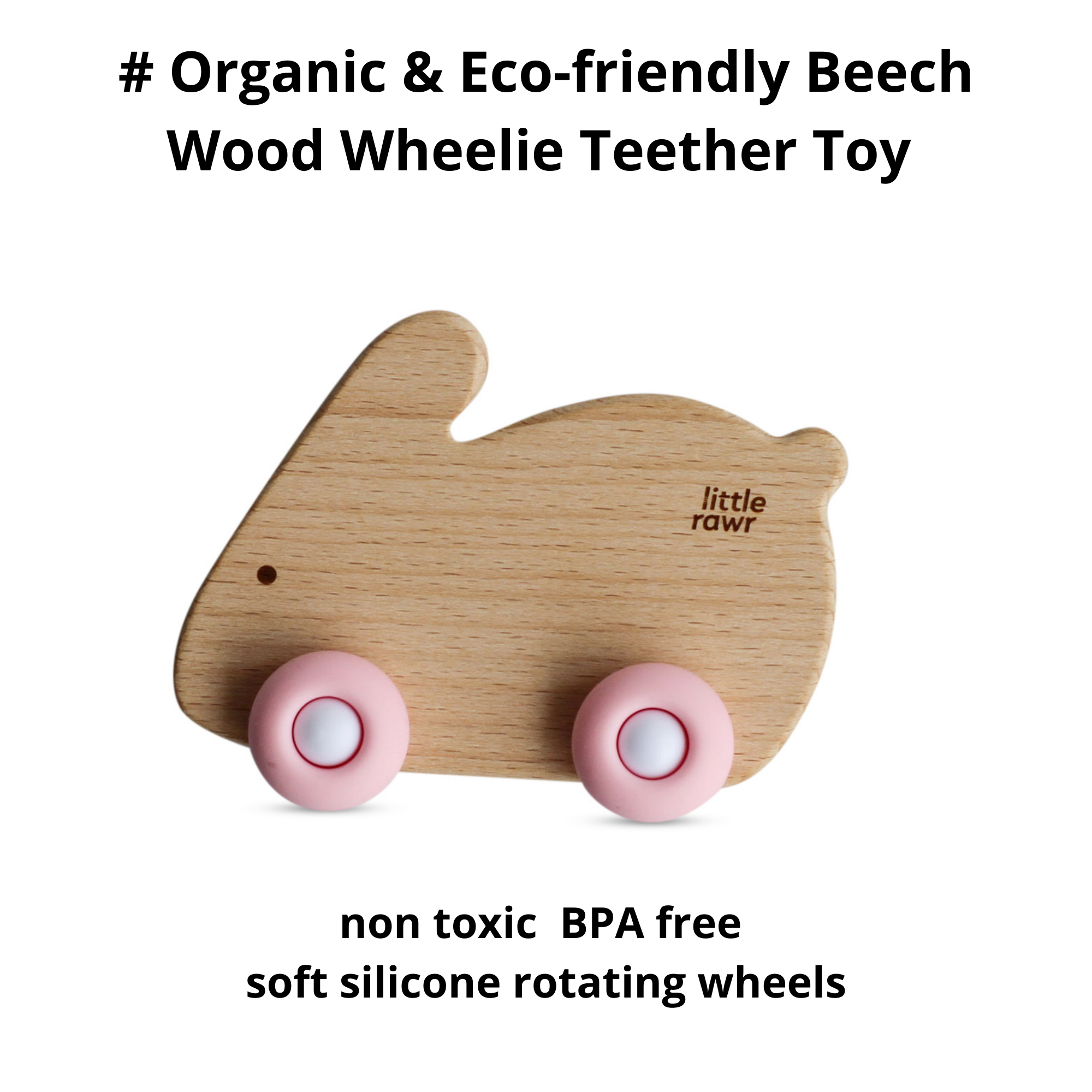 Wood Wheelie Animal-pink