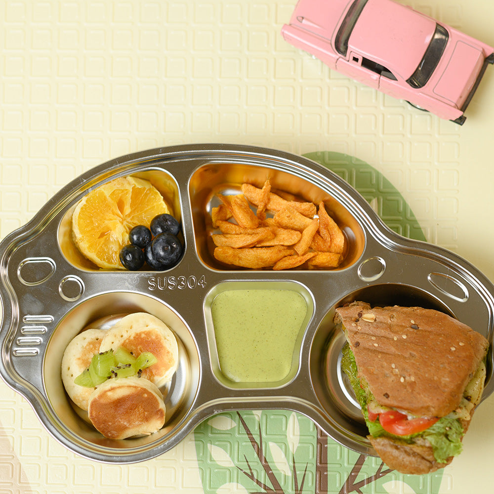 Stainless Steel 5 Section Car Lunch Plate For Kids