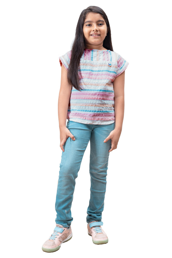 Girls Candy Striped Multi Color Top - Peekaboo Patterns