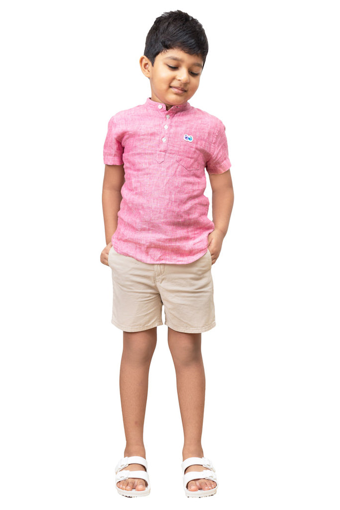 Buy Boys Jujubes Pink Linen Shirt - Peekaboo Patterns