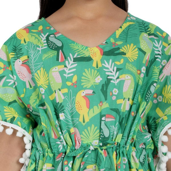 Rainforest Print Pure-Cotton Cover-Up