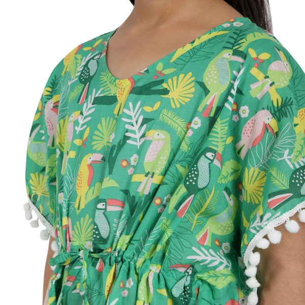 Rainforest Print Pure-Cotton Cover-Up