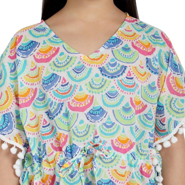 Scallops Print Pure-Cotton Cover-Up